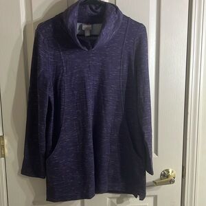 CHICOS tunic size 1(8-10) pretty purple pockets and long sleeve  Like new